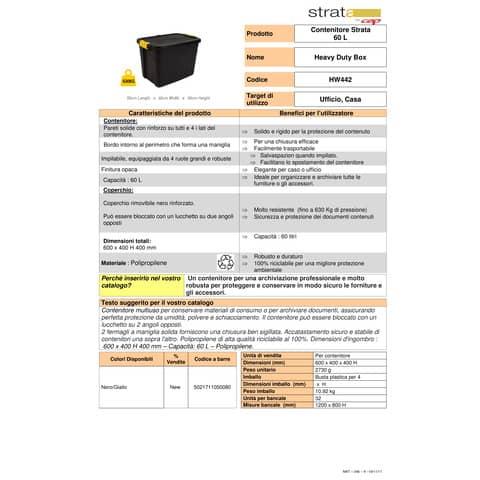 Contenitore multiuso in polipropilene 60L Strata nero/giallo 2004420130